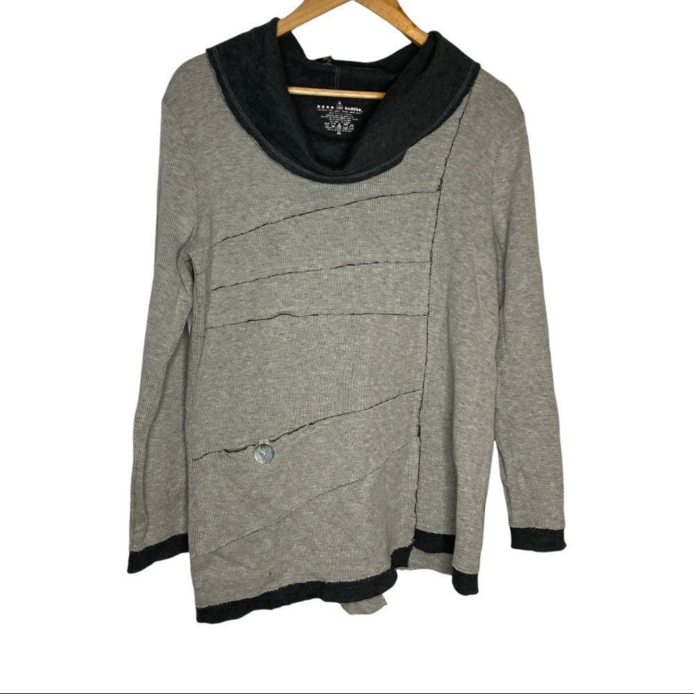 Neon Buddha Waffle Knit Cowl Neck Sweater Gray Women's size XS - Picture 1 of 8
